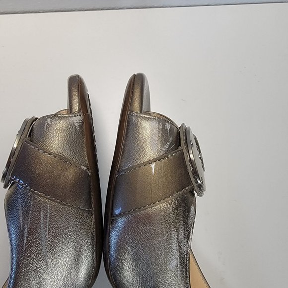 Cole Haan Metallic Gold Leather Peep Toe Slingbacks Heels Women's US 8 B - Picture 6 of 12